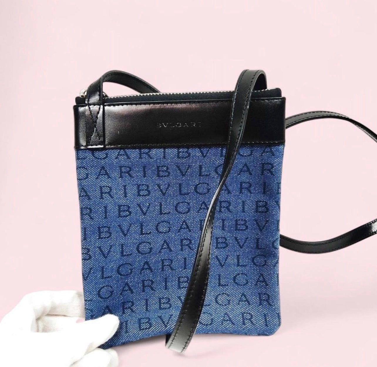 Bvlgari Shoulder Bag Blue Denim Crossbody
