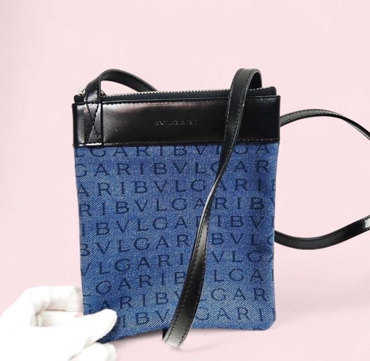 Bvlgari Shoulder Bag Blue Denim Crossbody