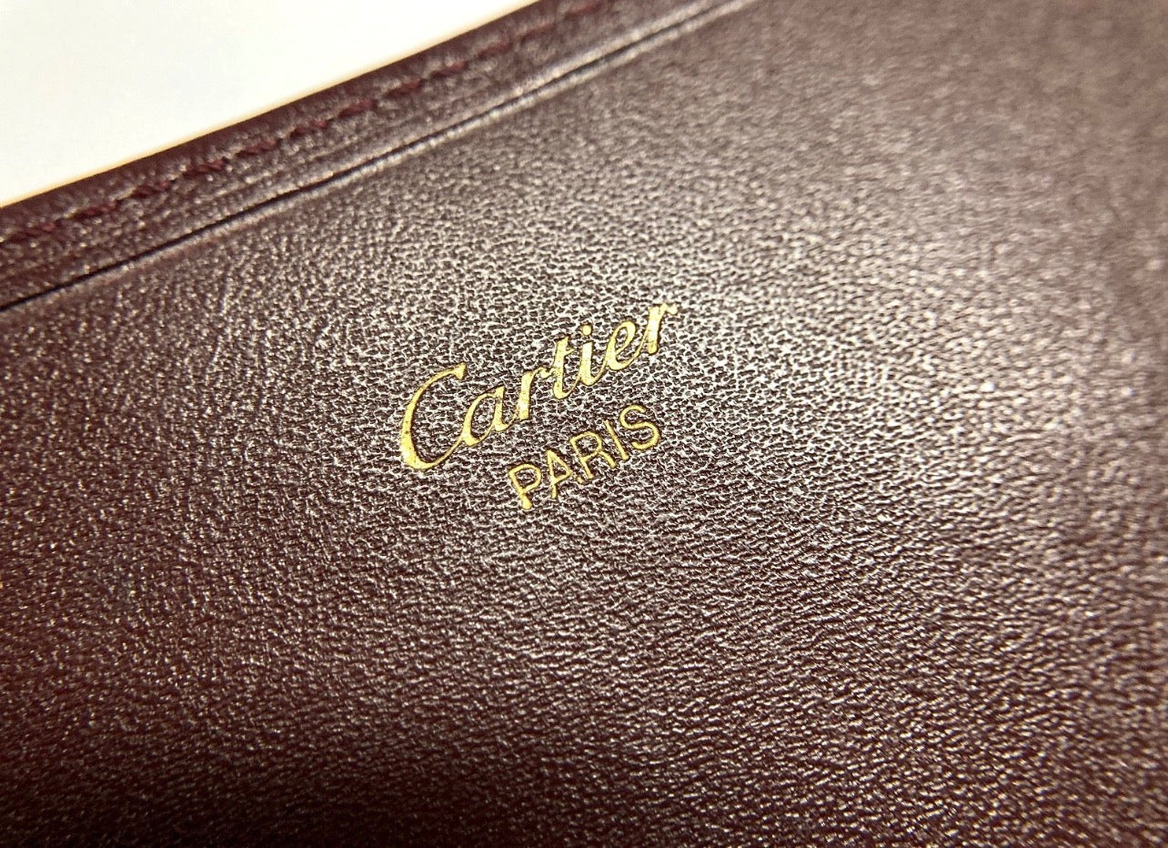 Vintage Cartier CC Emblem Leather Long Wallet