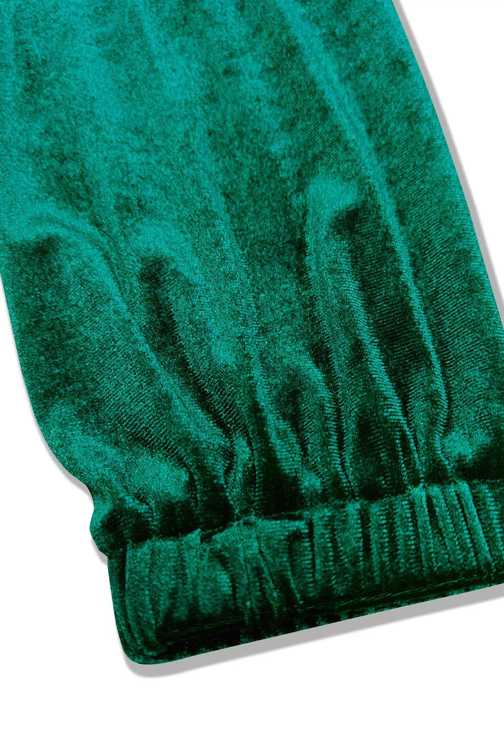 Dark green velvet sleeve cuff with gathered elastic finish