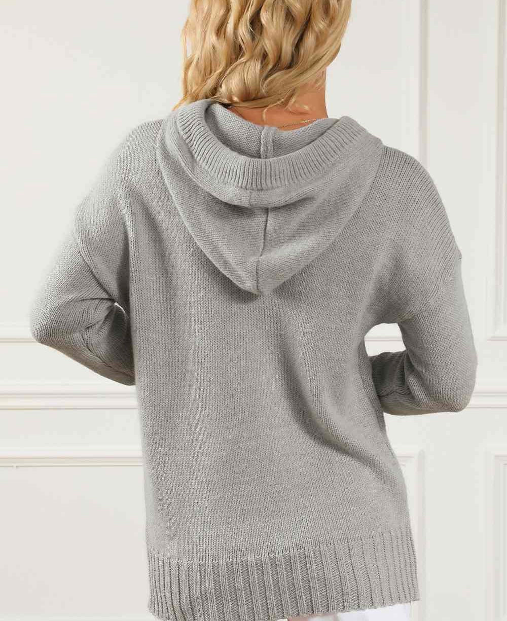 Drawstring Hooded Sweater with Pocket