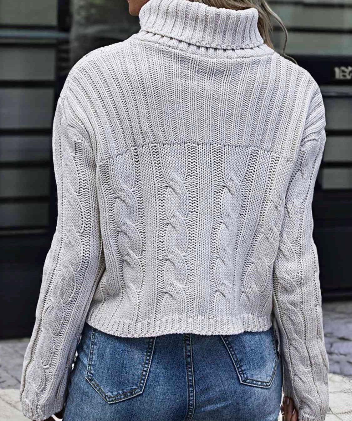 Cable-Knit Turtleneck Sweater