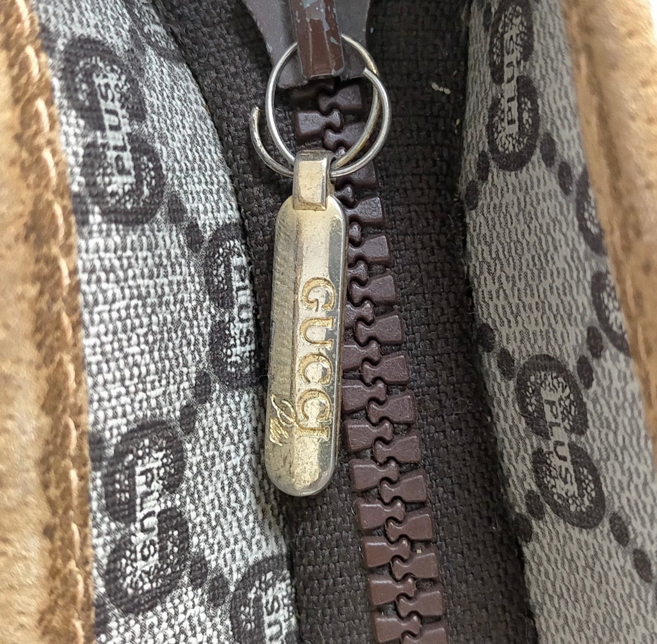 Vintage (19070's/80's) GUCCI PLUS Tote Bag Sherry Line Brown PVC
