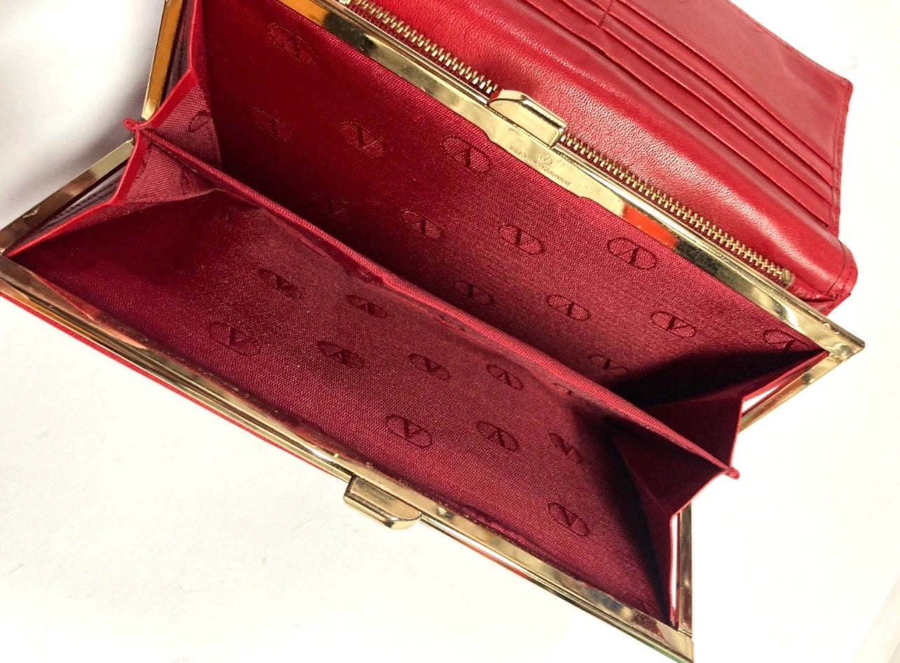Red VINTAGE VALENTINO Long Wallet