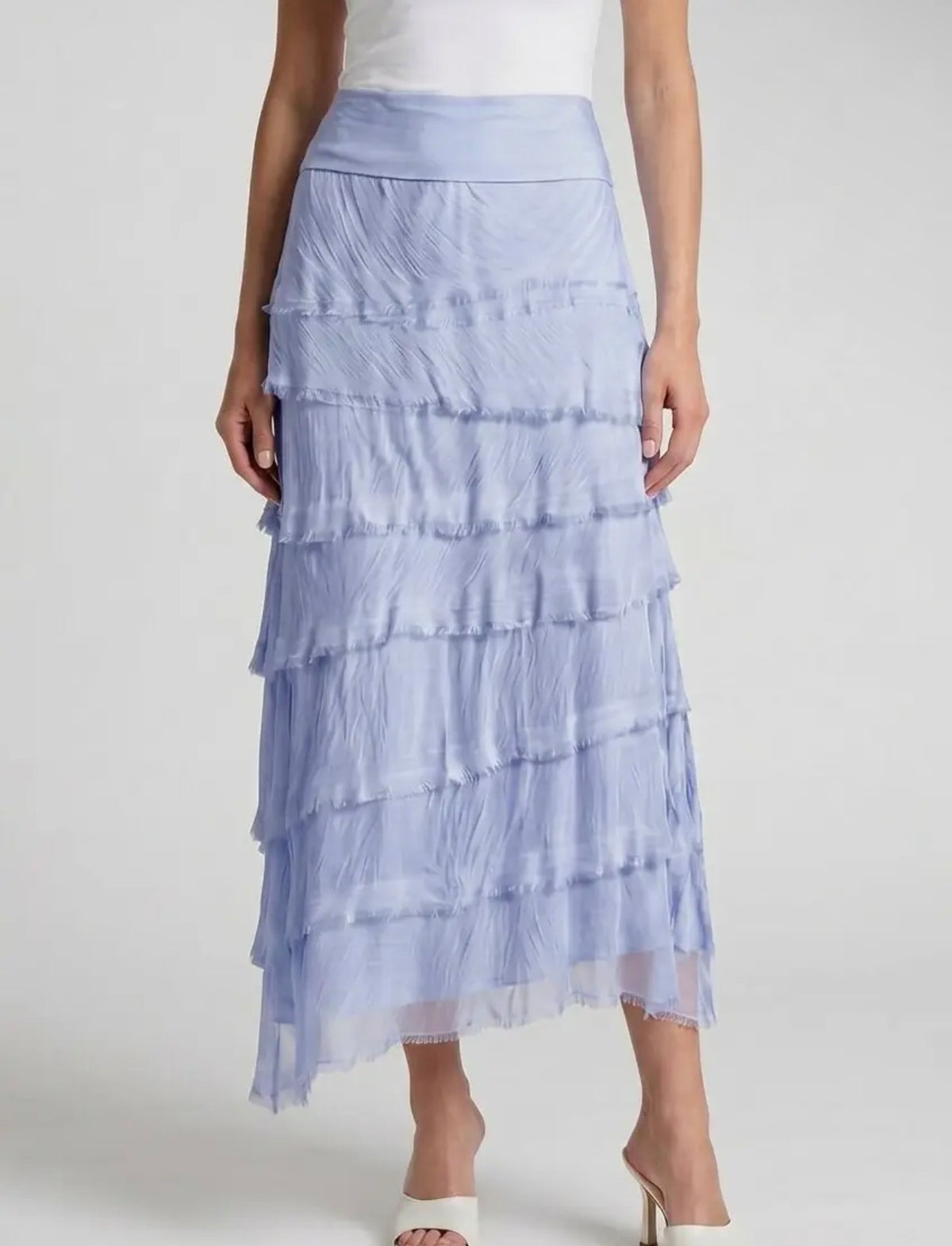 Italian Silk Ruffle Skirt (Celestial Blue)