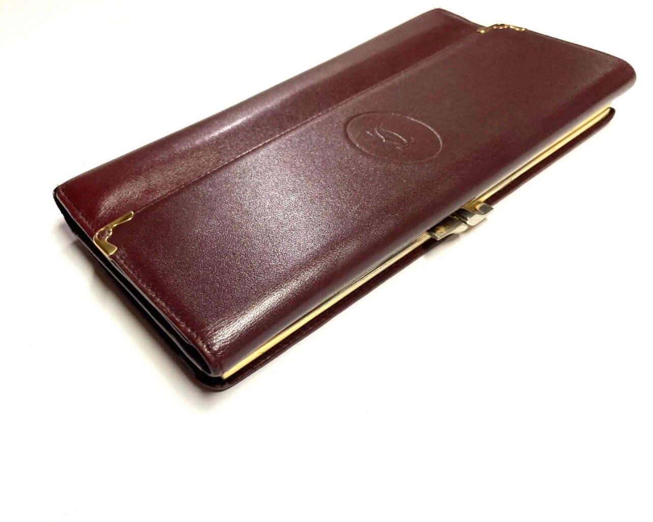 Vintage Cartier CC Emblem Leather Long Wallet