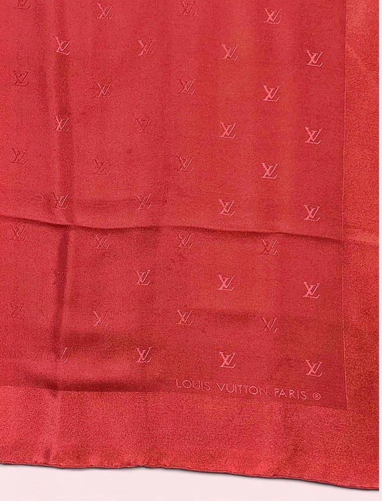 Vintage LOUIS VUITTON Red Silk Scarf