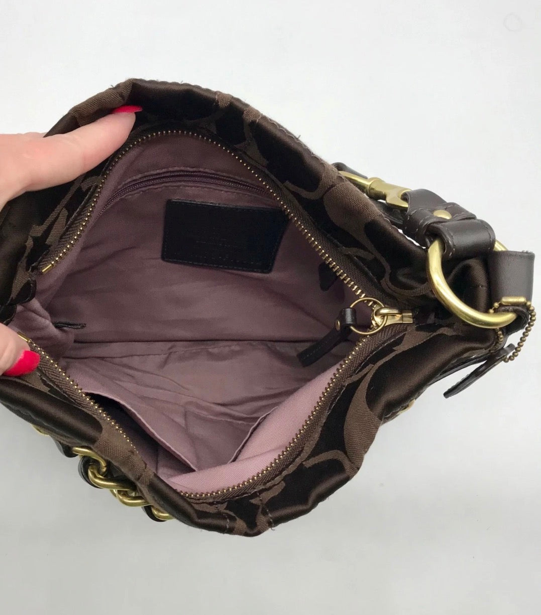 Pre-loved Coach Signature Sateen Chain Duffle / Convertible Bag