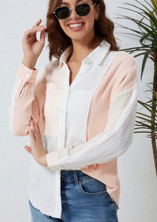 Color Block Dropped Shoulder Shirt