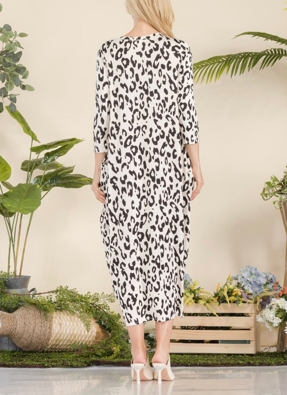 Celeste Full Size Leopard Contrast Dress with Pockets