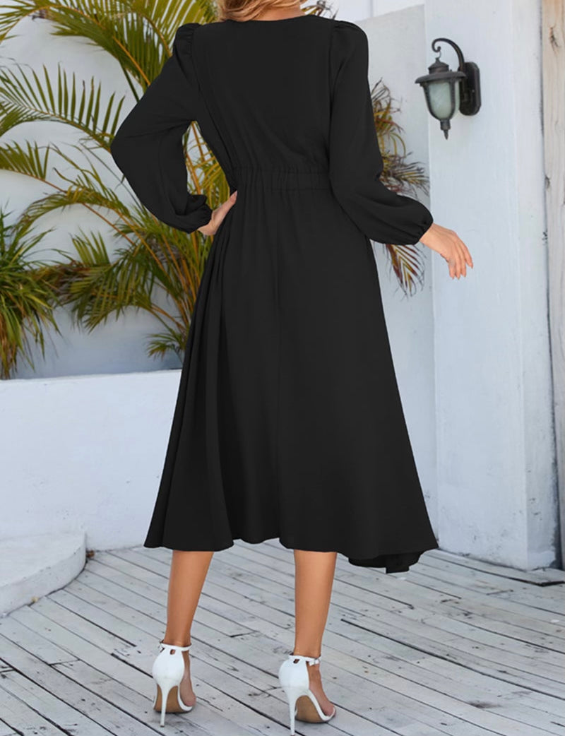 Twisted Long Sleeve Midi Dress