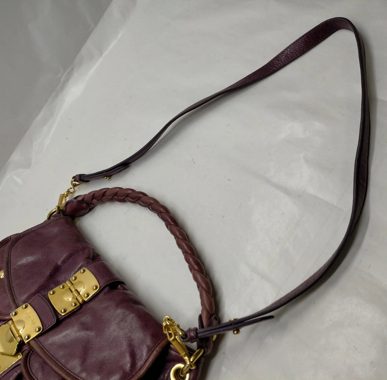 Vintage Miu Miu Purple Leather Handbag