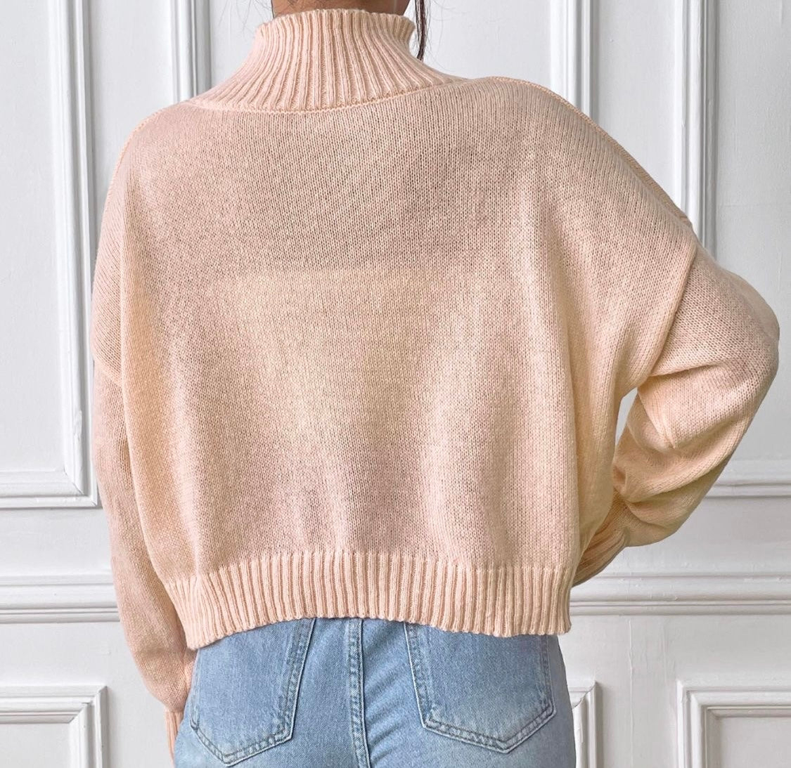 Flower Turtleneck Long Sleeve Sweater