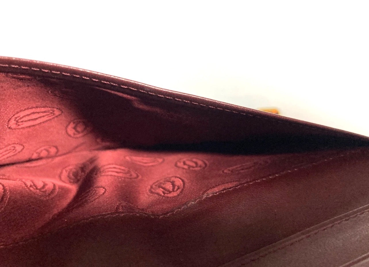 Vintage Cartier CC Emblem Leather Long Wallet