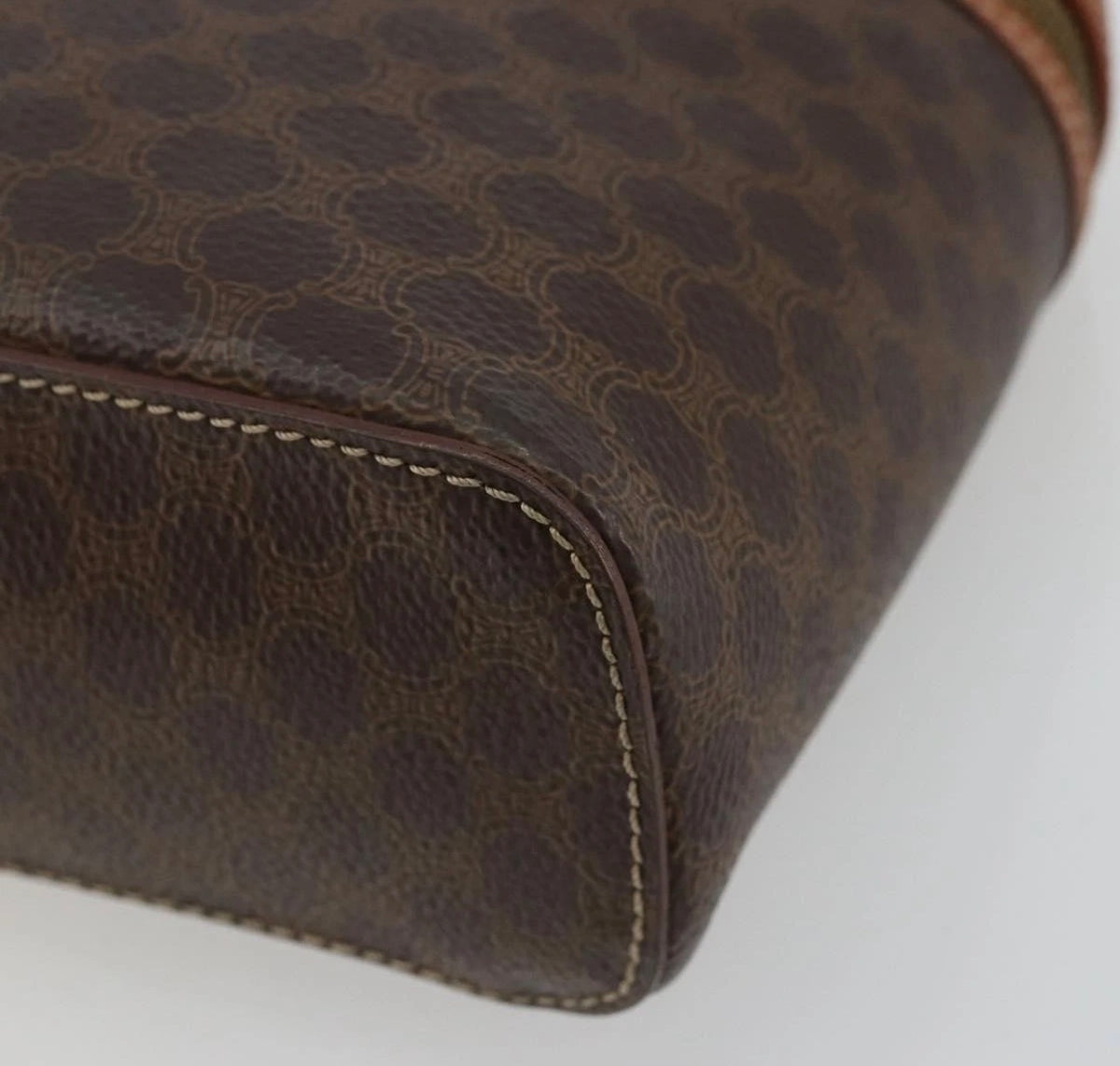 1995 CELINE Macadam Canvas Vanity Hand Bag PVC Leather
