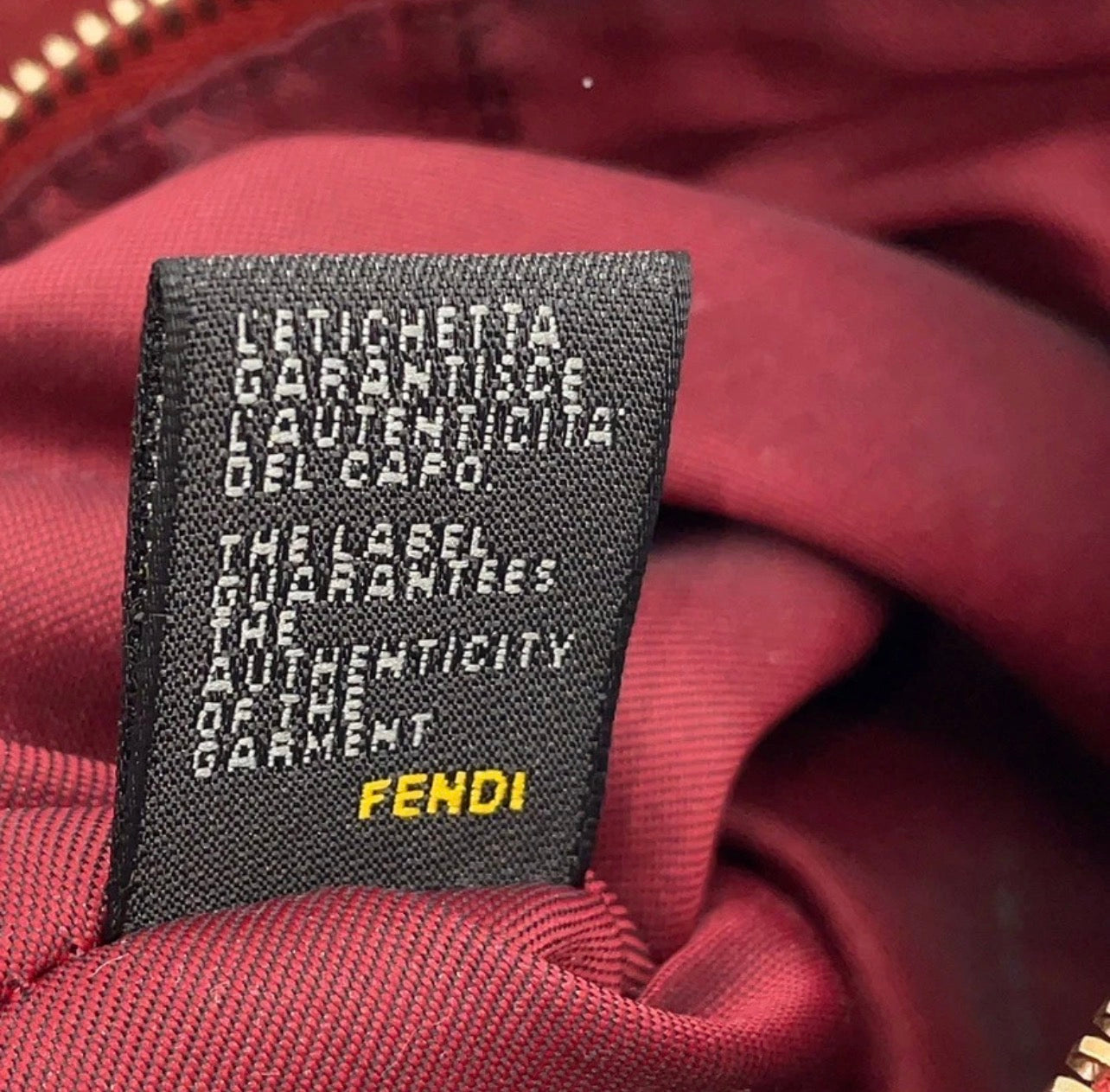 Authentic Fendi FF Logo Soft Leather Red Handbag