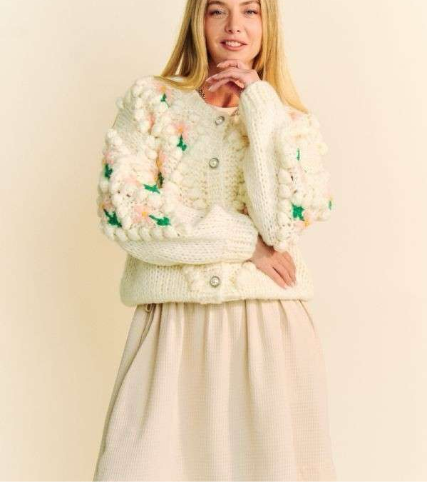 Davi & Dani Floral Pattern Button Down Cardigan