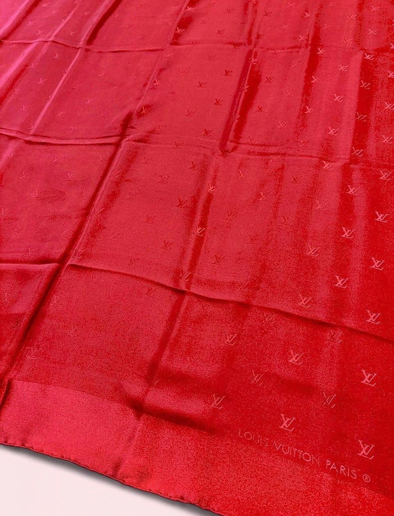 Vintage LOUIS VUITTON Red Silk Scarf