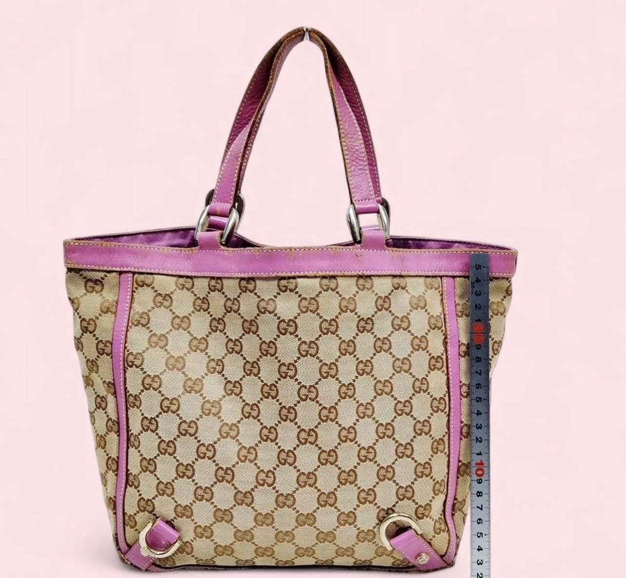 Pink Gucci Tote Bag w/ Brown Canvas