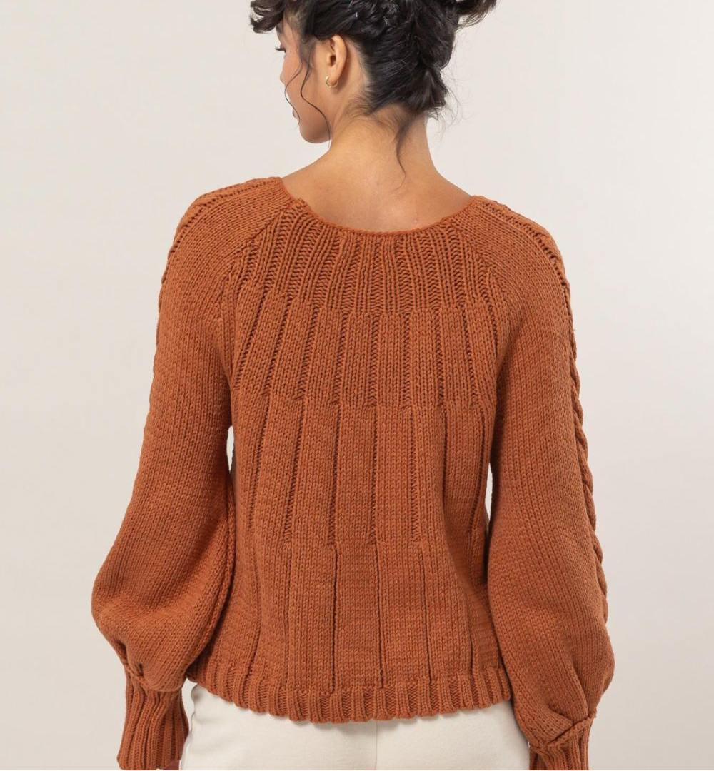 HYFVE Cable-Knit Round Neck Raglan Sleeve Sweater