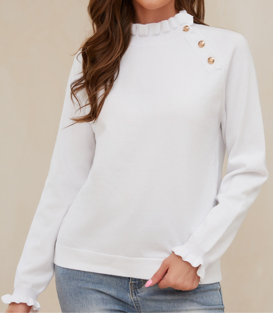 Decorative Button Turtleneck Long Sleeve T-Shirt