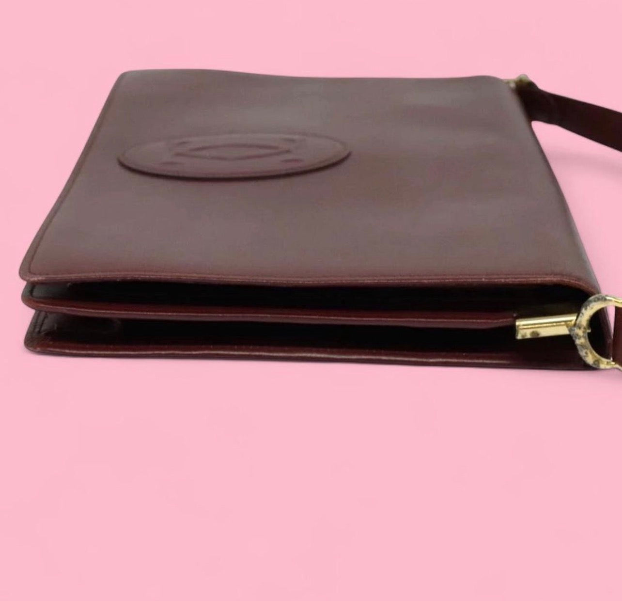 Vintage CARTIER Must Line Leather Bordeaux Shoulder Bag