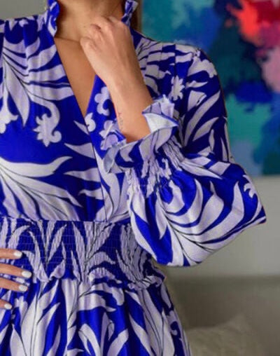 Printed Flounce Sleeve Maxi Dress