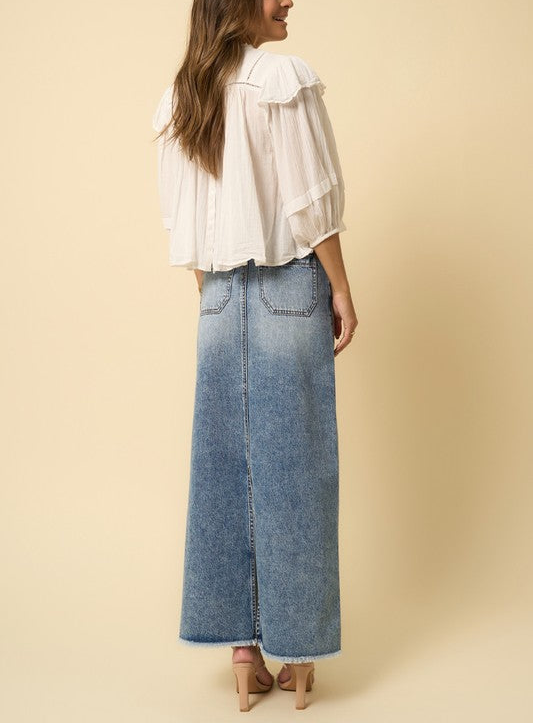 HIGH RISE FLARED MAXI SKIRT