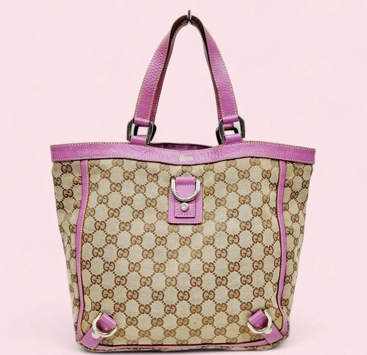 Pink Gucci Tote Bag w/ Brown Canvas