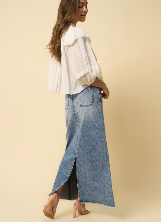 HIGH RISE FLARED MAXI SKIRT