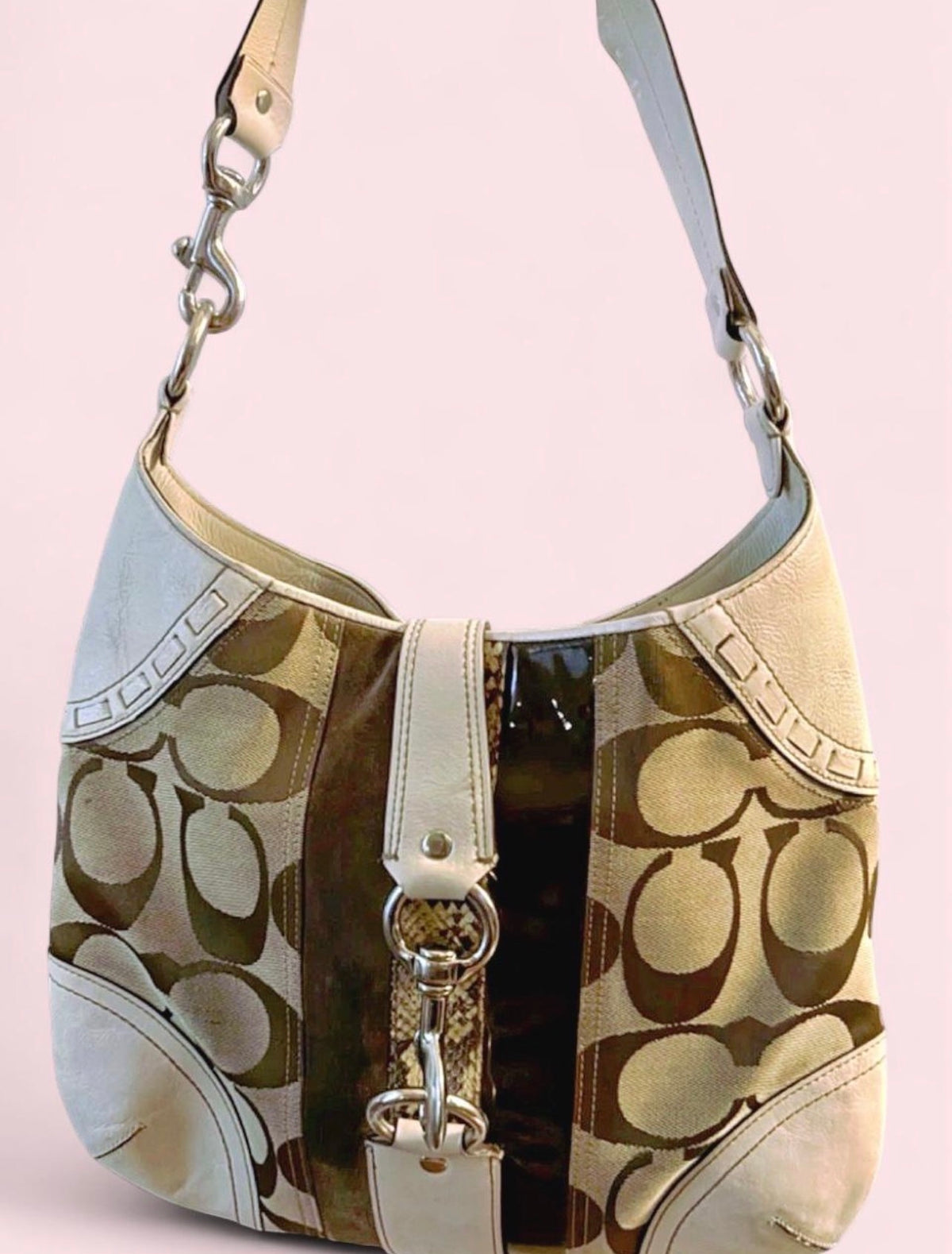 Vintage Coach Signature Python Stripe Ergo / Hamptons Hobo Bag