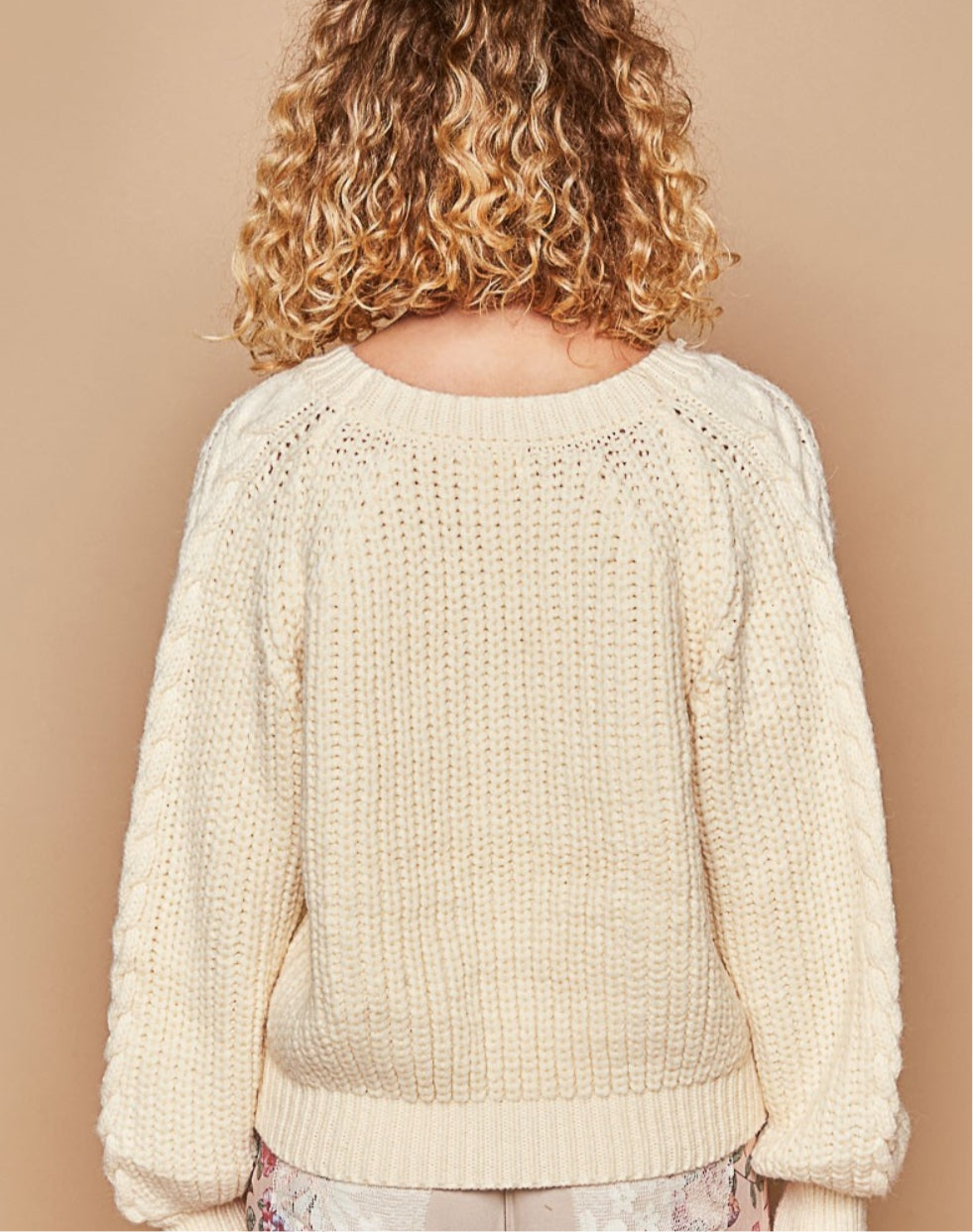 POL Cable Knit Cutout Long Sleeve Sweater