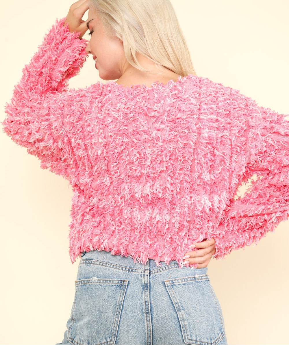 VERY J Shaggy Yarn Knit Zip Up Jacket