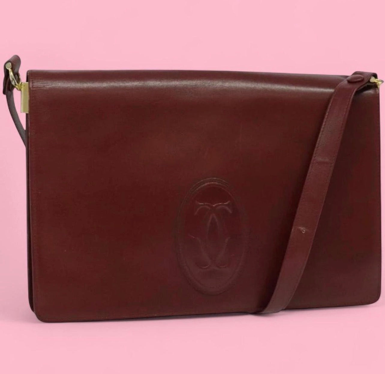 Vintage CARTIER Must Line Leather Bordeaux Shoulder Bag