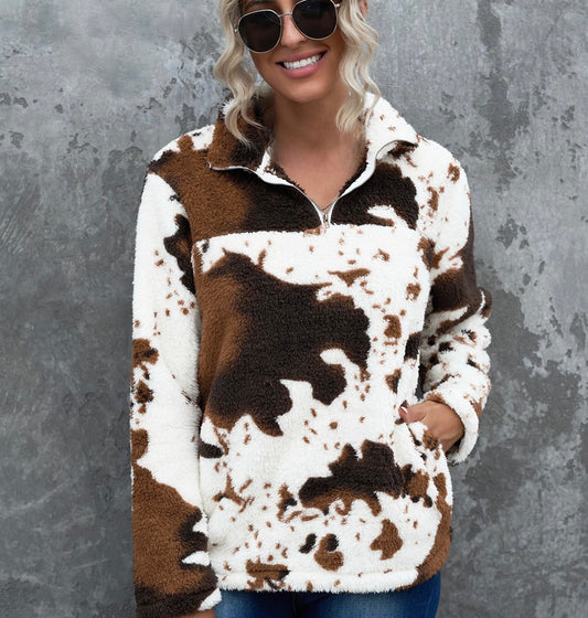 Quarter-Zip Long Sleeve Teddy Sweatshirt