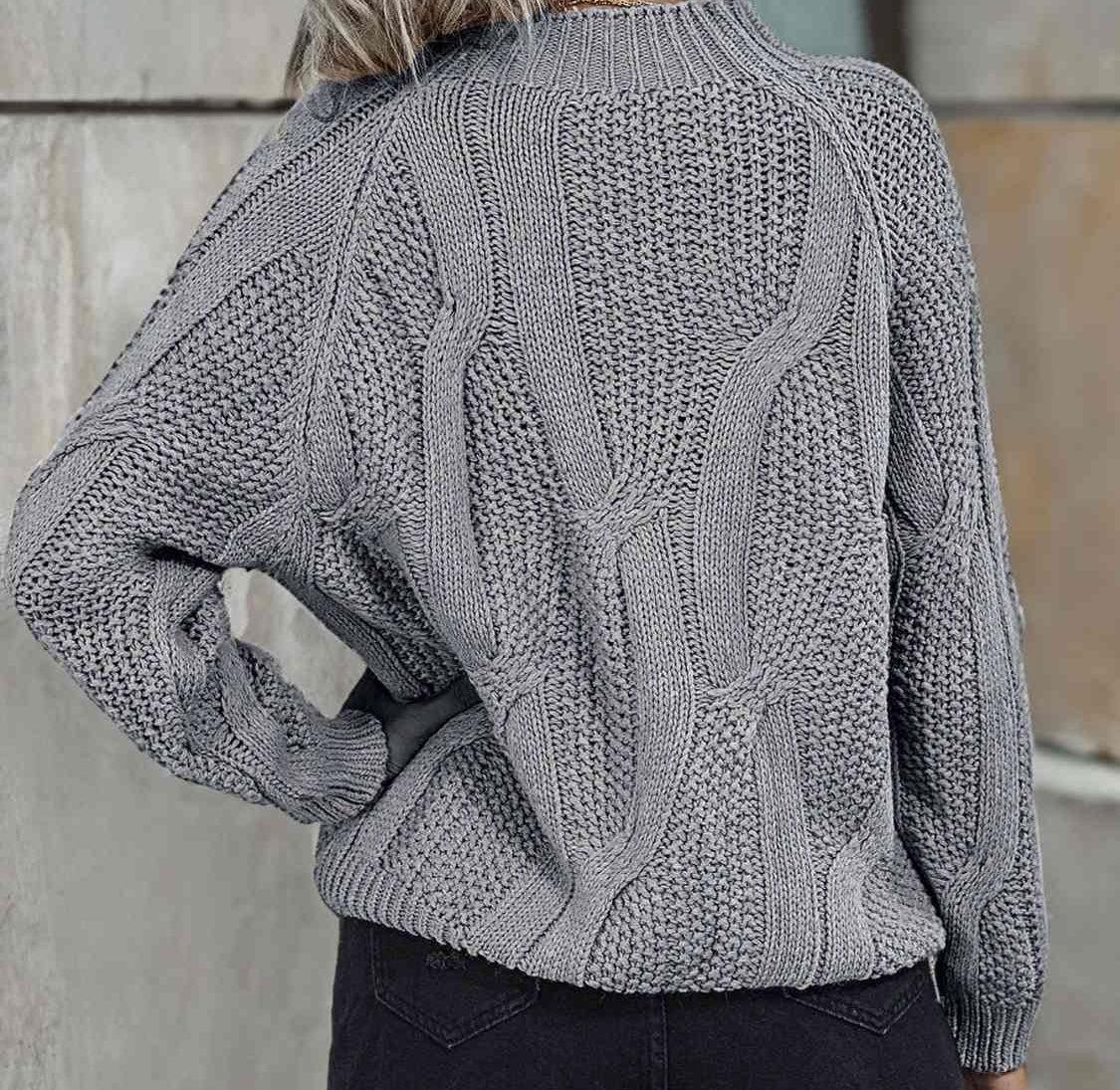 Rib-Knit Mock Neck Sweater