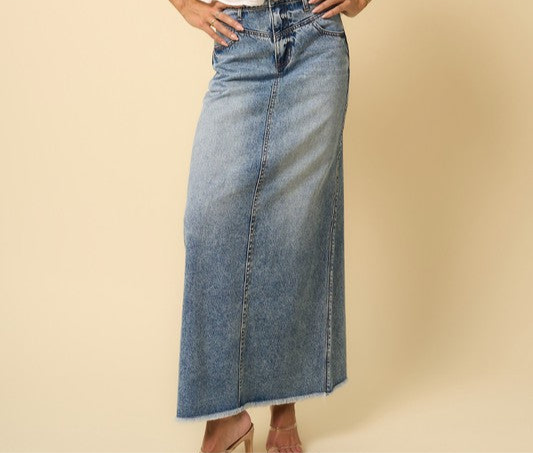 HIGH RISE FLARED MAXI SKIRT