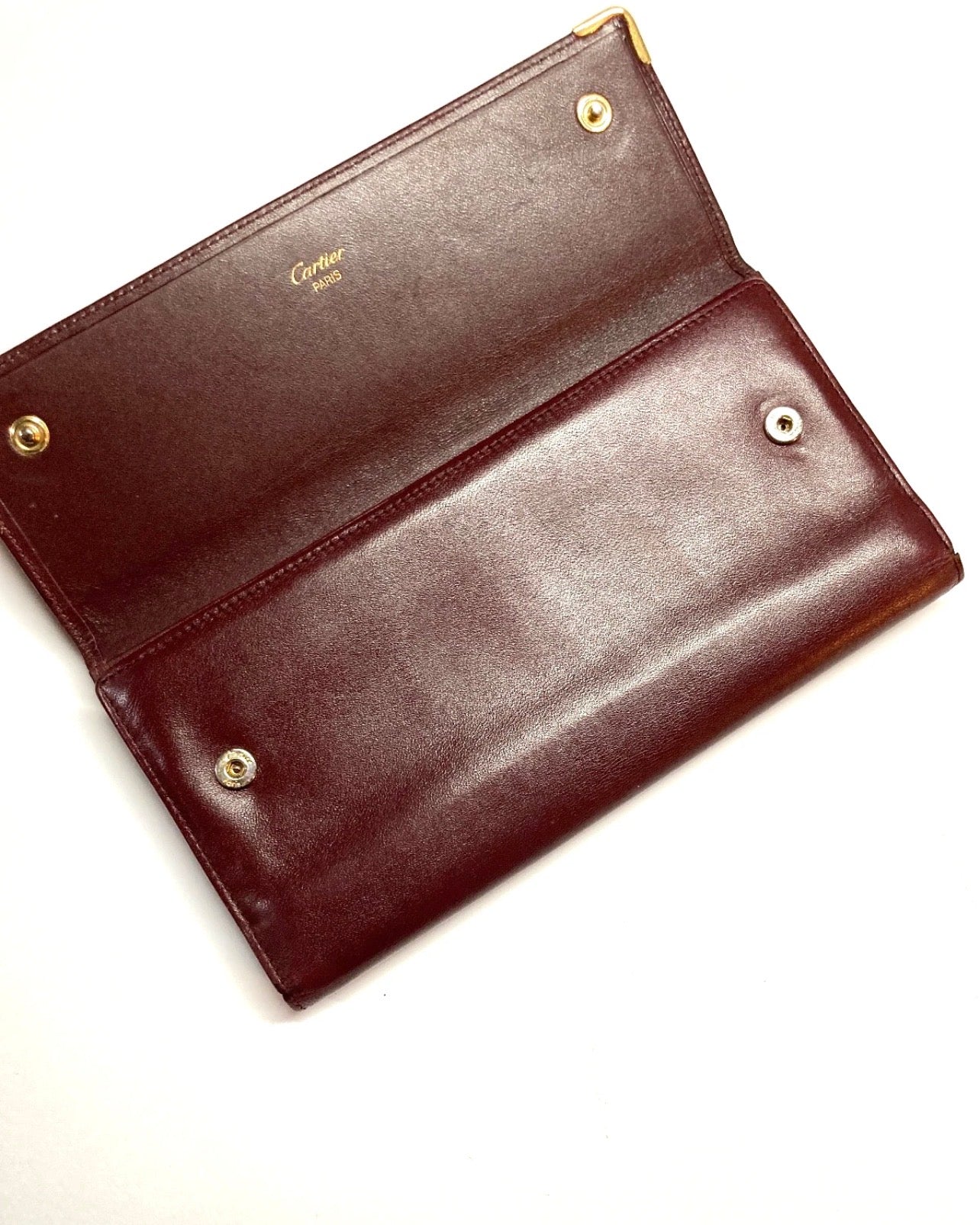 Vintage Cartier CC Emblem Leather Long Wallet