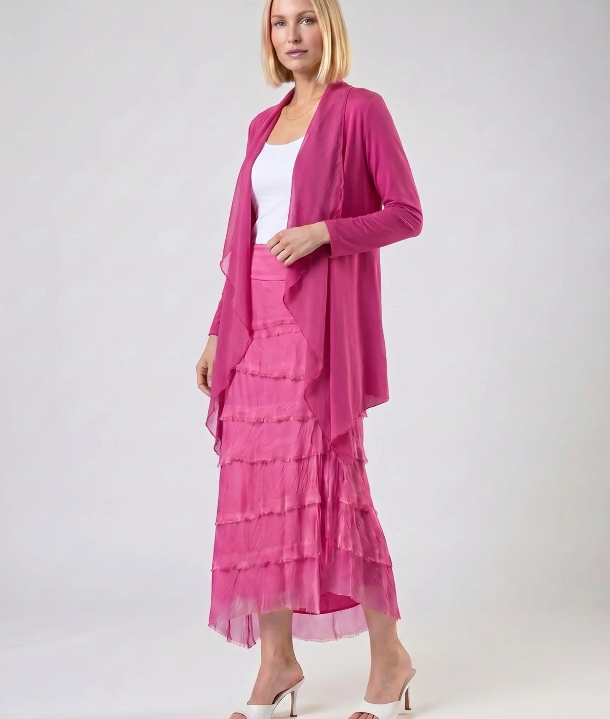 Italian Silk Ruffle Skirt (Pink)