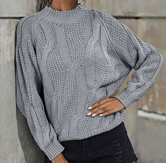 Rib-Knit Mock Neck Sweater