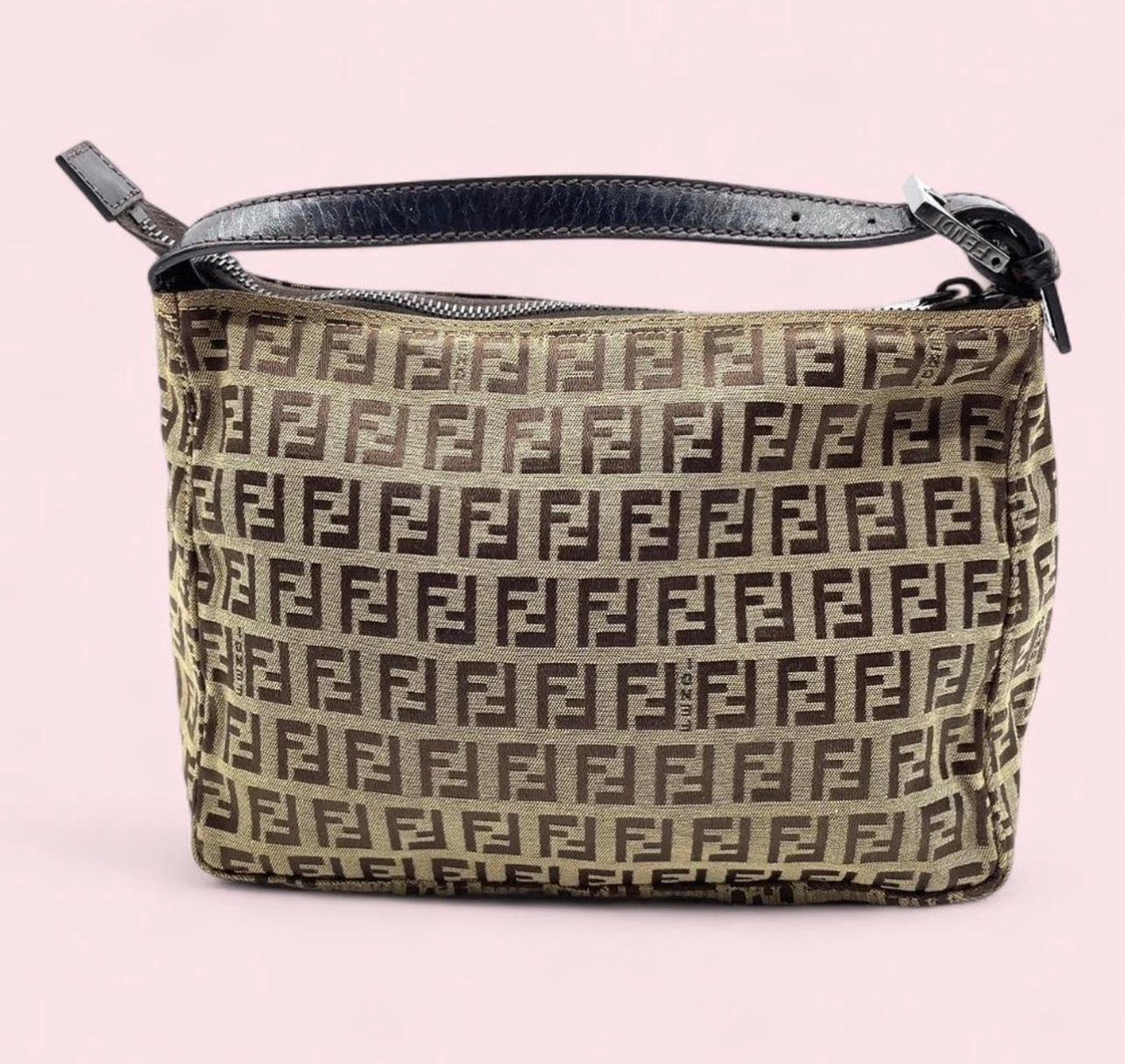 Fendi brown monogram canvas shoulder bag