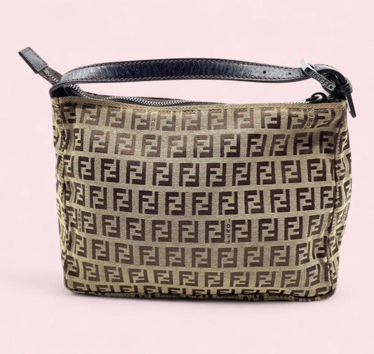 Fendi brown monogram canvas shoulder bag