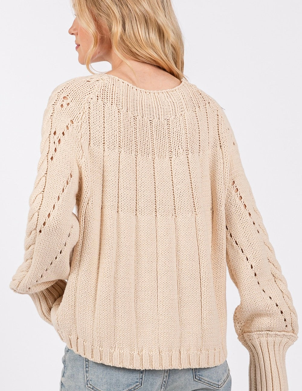 SAGE + FIG Cable-Knit Long Sleeve Sweater