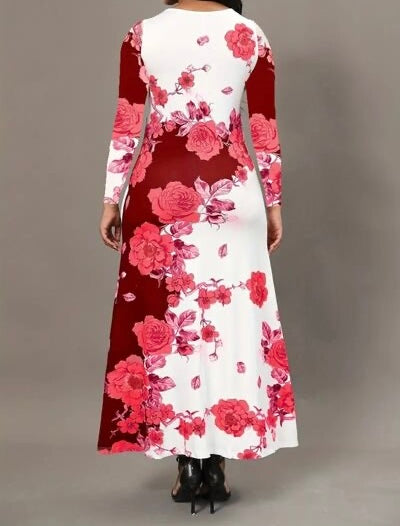 Pocketed Printed Long Sleeve Dress