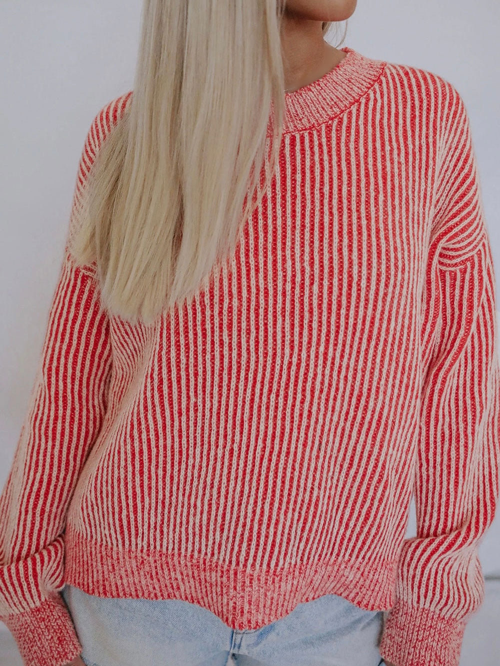 Dropped Shoulder Round Neck Sweater