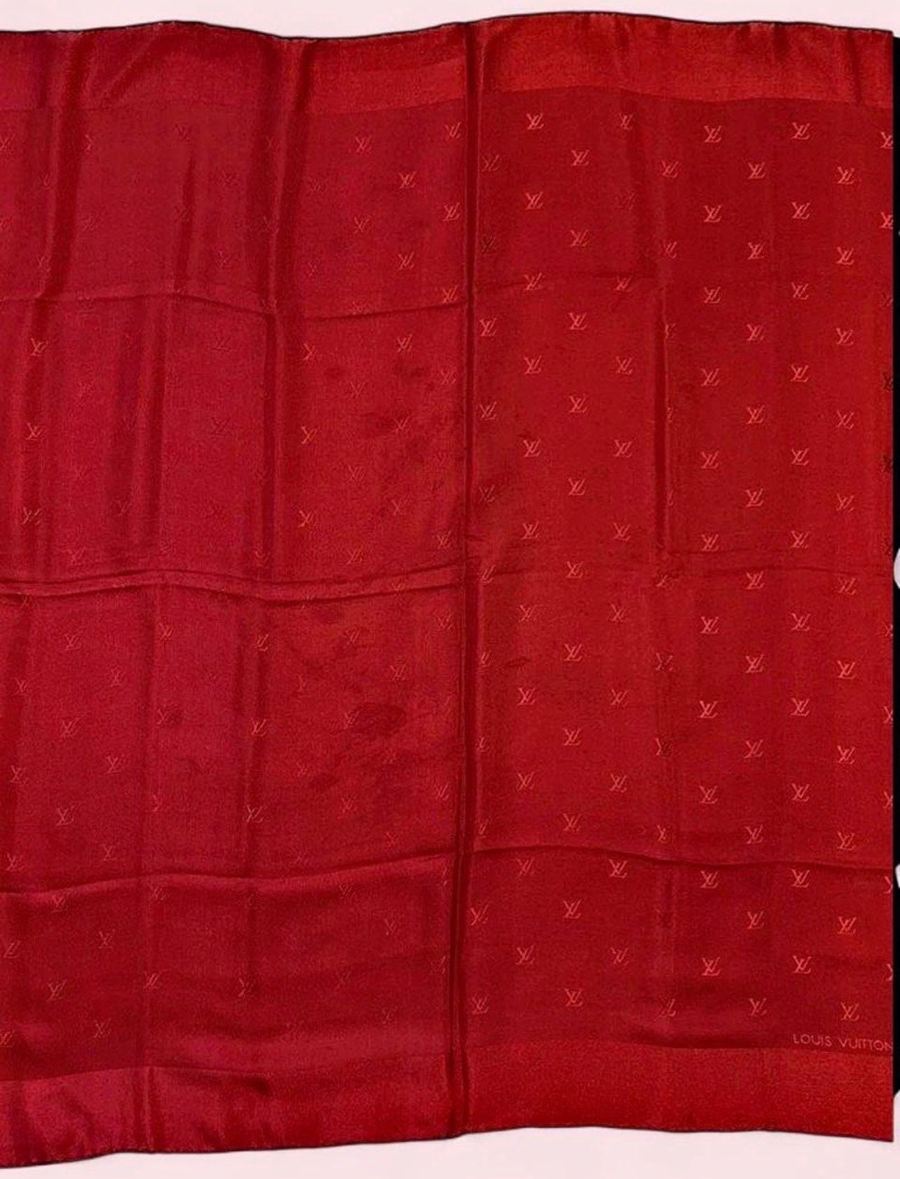 Vintage LOUIS VUITTON Red Silk Scarf