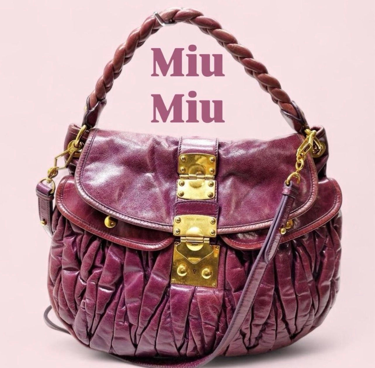 Vintage Miu Miu Purple Leather Handbag