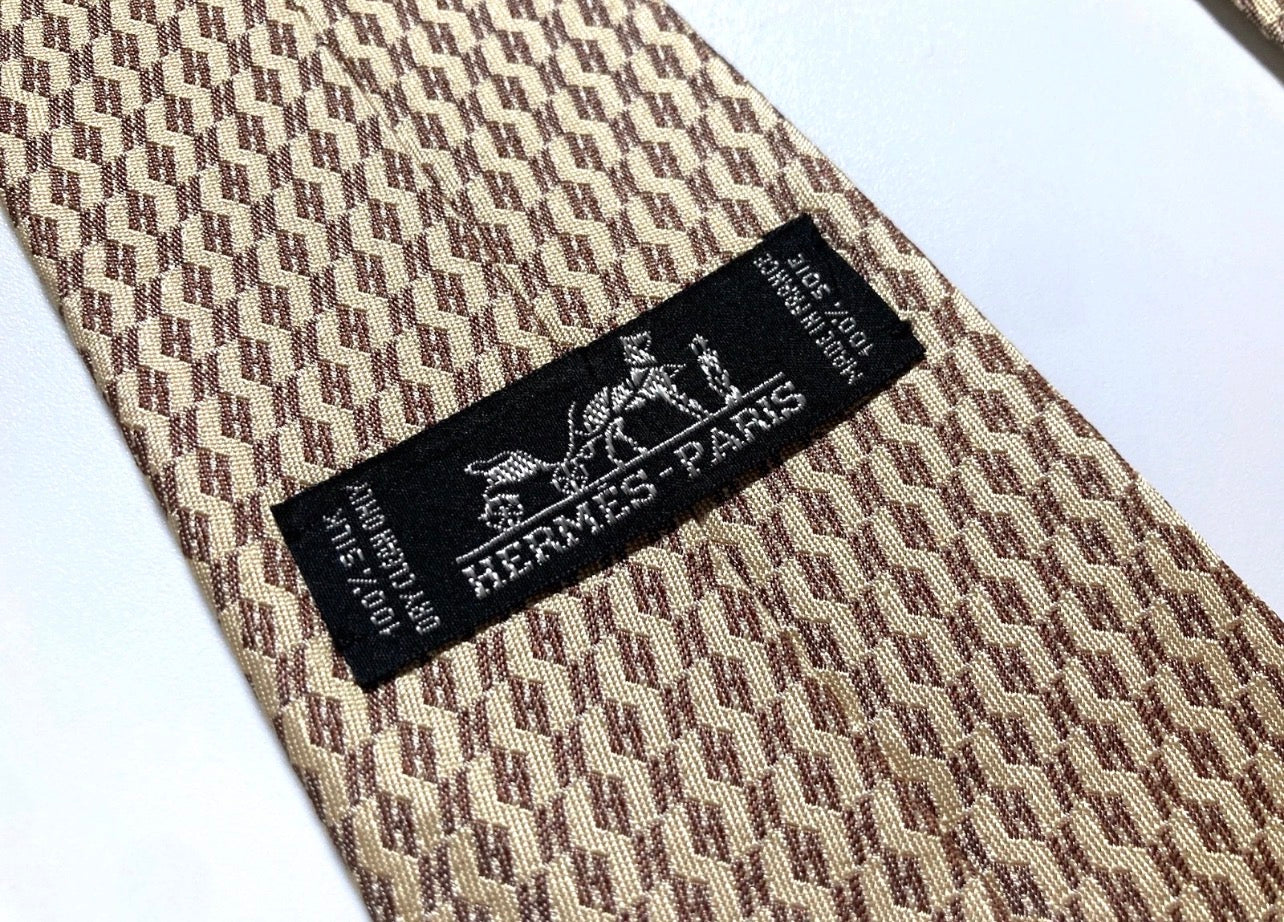 Vintage Hermès "H" JACQUARD SILK WOVEN TIE