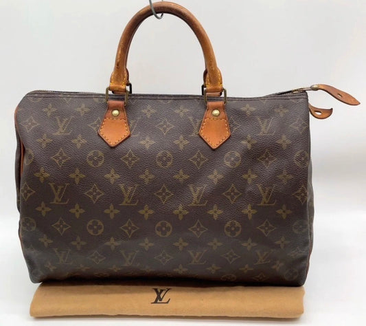 Vintage Louis Vuitton Monogram Speedy 35 Handbag w/ auth Dustbag