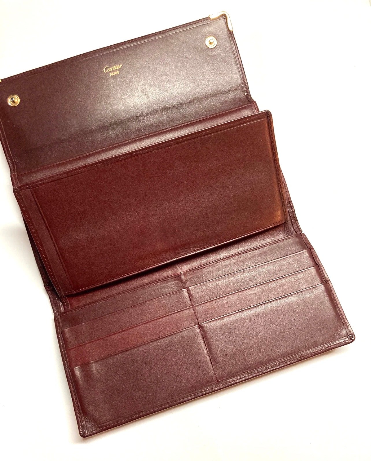 Vintage Cartier CC Emblem Leather Long Wallet